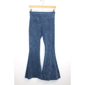 Chatoyant Pants Small S Mineral Wash French Terry Bell Bottoms Blue Gray